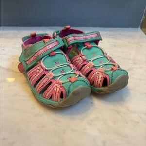 Cat & Jack Kids Teal and Pink Sandals, Size 10